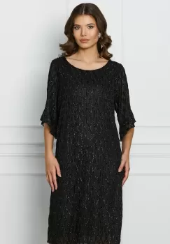 Rochie Sandi neagra cu model in relief si fir lurex imagine