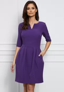Rochie Valerie mov cu pliuri si buzunare imagine