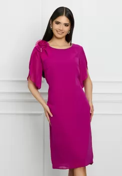 Rochie Vera magenta cu floare la umar imagine