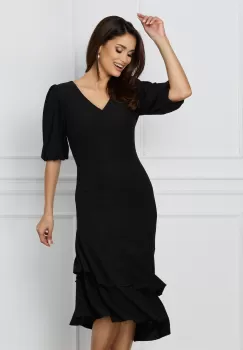 Rochie Vero neagra cu glitter si volan la baza imagine