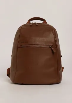 Rucsac casual maro cu buzunar frontal si aspect rafinat imagine