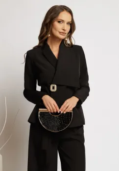 Sacou Alexia negru cu croi cambrat si catarama eleganta imagine