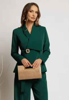 Sacou Alexia verde cu croi cambrat si catarama eleganta imagine