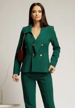 Sacou Beatriz verde elegant cu rever si nasturi imagine