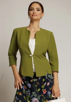 Sacou dama lime cambrat cu maneci trei sferturi si inchidere cu nasture imagine