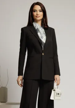 Sacou DY Fashion negru oversize cu detalii la spate imagine