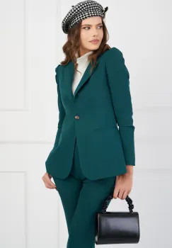 Sacou DY Fashion verde cu umeri bufanti imagine
