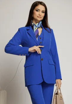 Sacou Melody albastru cu buzunare si inchidere cu nasturi imagine