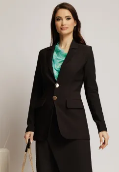 Sacou Melody negru cu buzunare si inchidere cu nasturi imagine