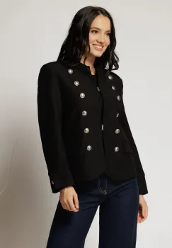 Sacou negru casual cu croi cambrat imagine