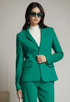 Sacou office din stofa verde cu buzunare imagine