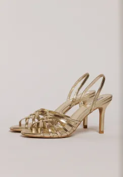 Sandale aurii cu barete impletite imagine