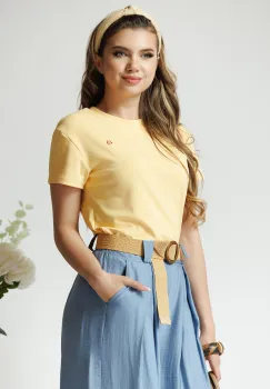 Tricou casual galben cu smiley face imagine