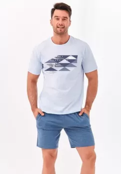 Pijama din bumbac Karol - Albastru deschis Albastru deschis S imagine