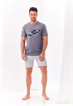 Pijama din bumbac Karol - Grafit Grafit S imagine