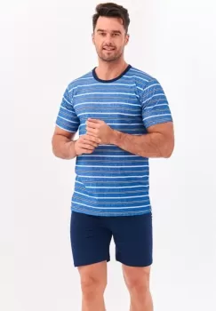 Pijama din bumbac Max - Albastru Jeans Albastru Jeans M imagine