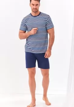 Pijama din bumbac Max - Bleumarin/Alb Bleumarin/Alb M imagine