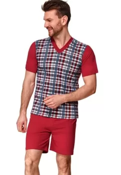Pijama din bumbac Roman 002 - 1 - bordo/bleumarin M imagine