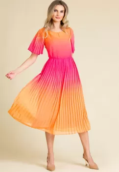 Rochie plisata Orange Waves imagine