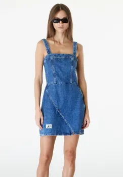 Rochie Calvin Klein Jeans Wrap Bodycon Dress Denim Medium imagine