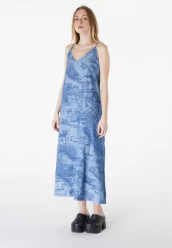 Rochie Tommy Jeans Chambray Sleeveless Maxi Dress Hawaiian Denim Laser imagine