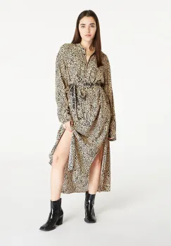 Rochie Tommy Jeans Tjw Leo Belted Midi Dress Beige imagine