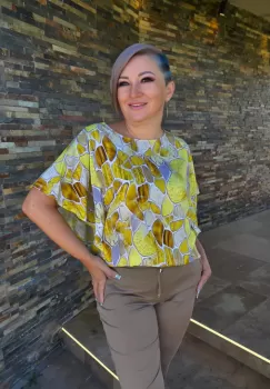 Bluza 413 imprimeu galben Anesia imagine