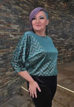 Bluza 418 verde catifea Anesia imagine