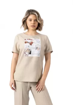Bluza 4738 bej imprimata La Donna imagine