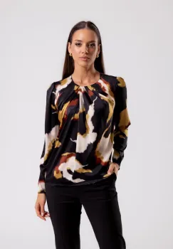 Bluza C4432 imprimata mustar Caramel imagine