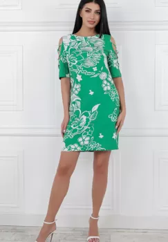 Rochie 2284 verde imprimata MBG imagine