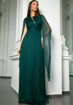 Rochie 5093 matase naturala verde Ginette imagine