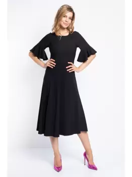 Rochie dama negru midi cu maneci clopot imagine