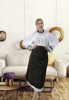 Bluza alba stilizata traditional Amalia 2 imagine
