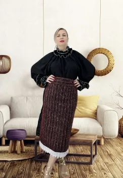 Bluza neagra stilizata traditional Amalia imagine