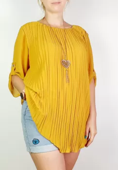 Bluza plisata Galben Camelia 3 imagine