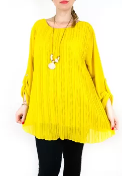 Bluza plisata Galbena Camelia imagine