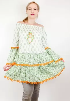 Bluza Rochie tunica brodata cu imprimeu si ciucuri 2 imagine