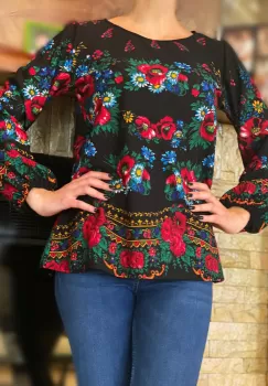 Bluza stilizata cu motive florale Sanziana 11 imagine