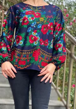 Bluza stilizata cu motive florale Sanziana 12 imagine