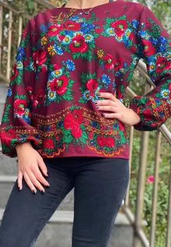 Bluza stilizata cu motive florale Sanziana 13 imagine