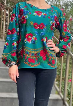 Bluza stilizata cu motive florale Sanziana 14 imagine