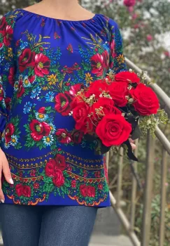 Bluza stilizata cu motive florale Sanziana 16 imagine