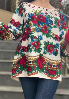 Bluza stilizata cu motive florale Sanziana 17 imagine
