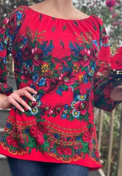 Bluza stilizata cu motive florale Sanziana 19 imagine