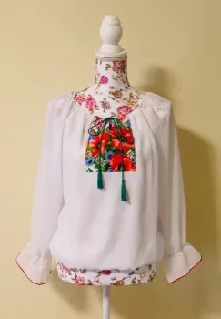 Bluza stilizata cu motive traditionale cu maci imagine