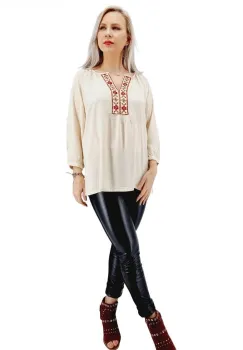 Bluza stilizata traditional cu broderie Clara imagine