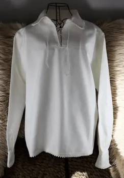 Camasa alba barbateasca cu dantela alba imagine