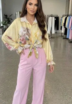 Camasa lejera din satin cu imprimeu floral 2 imagine