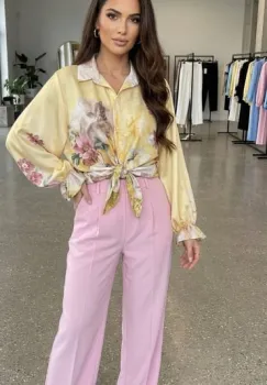 Camasa lejera din satin cu imprimeu floral 2 imagine